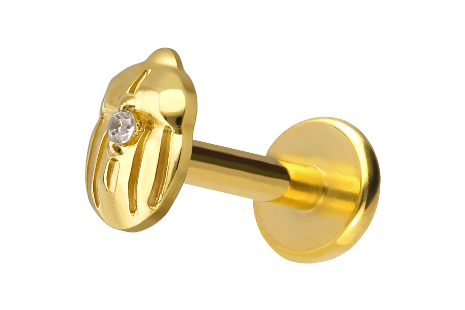 Titan Labret Piercing mit Push Fit SKARABÄUS